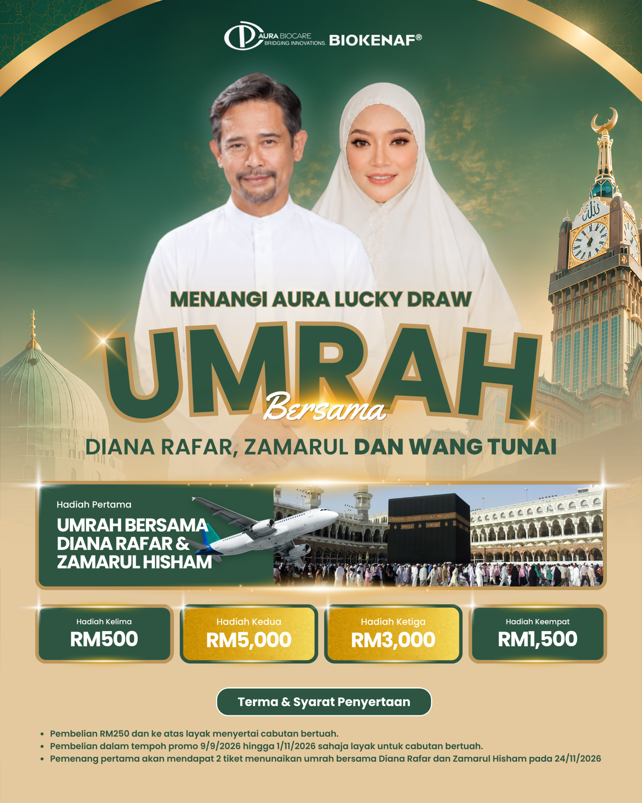 Menangi Aura Lucky Draw - Umrah Bersama Diana Rafar, Zamarul dan Wang Tunai