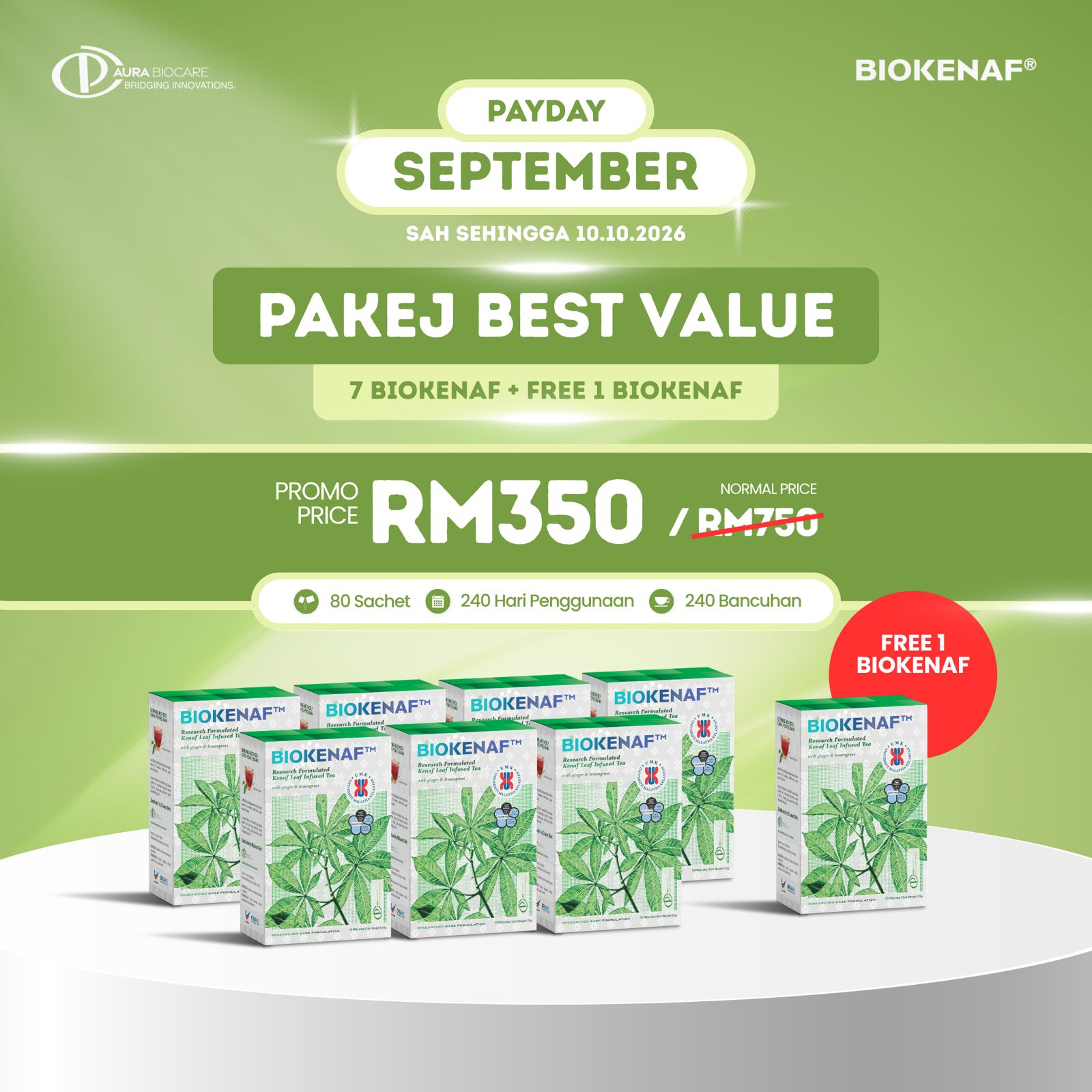 Pakej Best Value - 7 Biokenaf + FREE 1 Biokenaf - RM350
