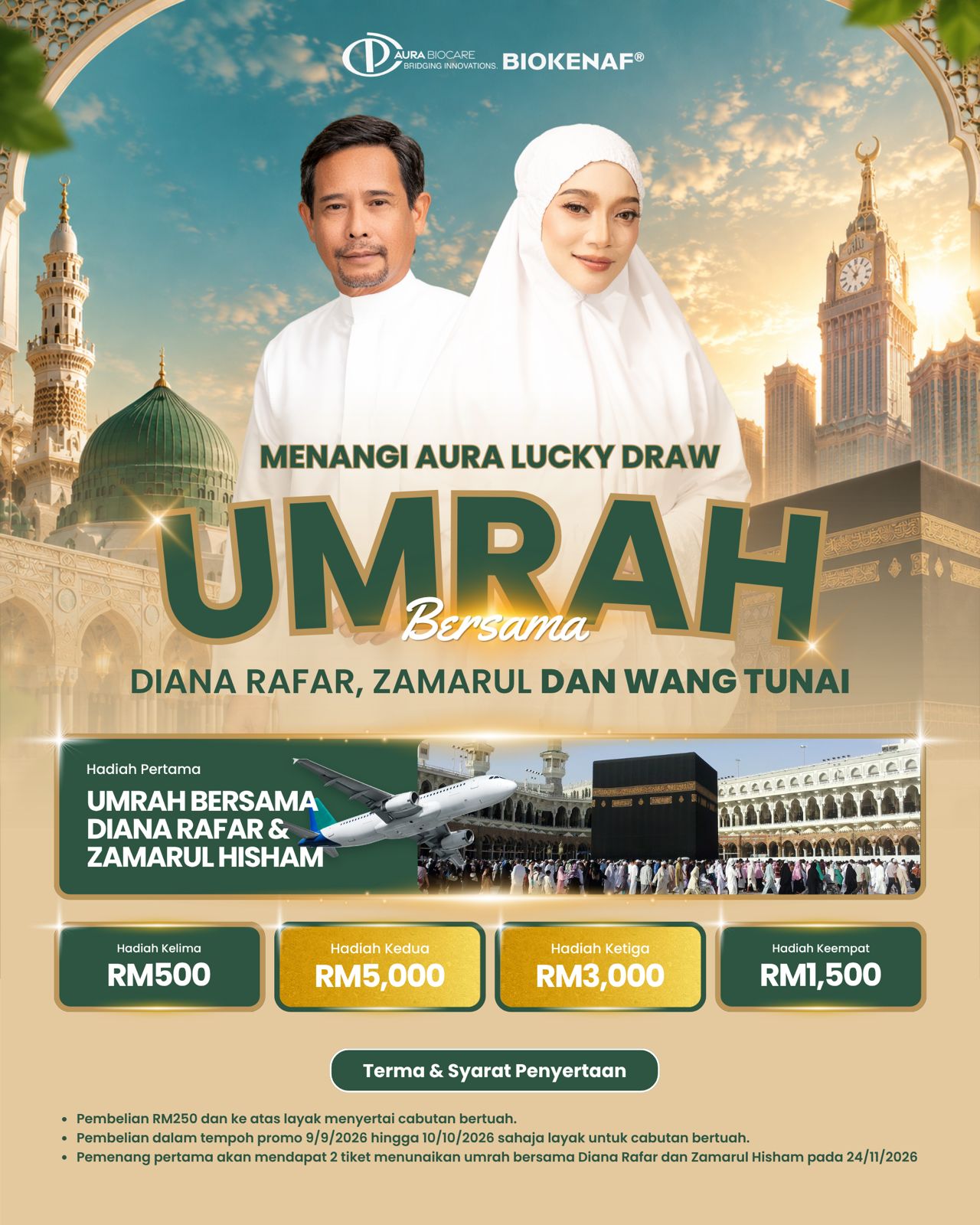 Menangi Aura Lucky Draw - Umrah Bersama Diana Rafar, Zamarul dan Wang Tunai